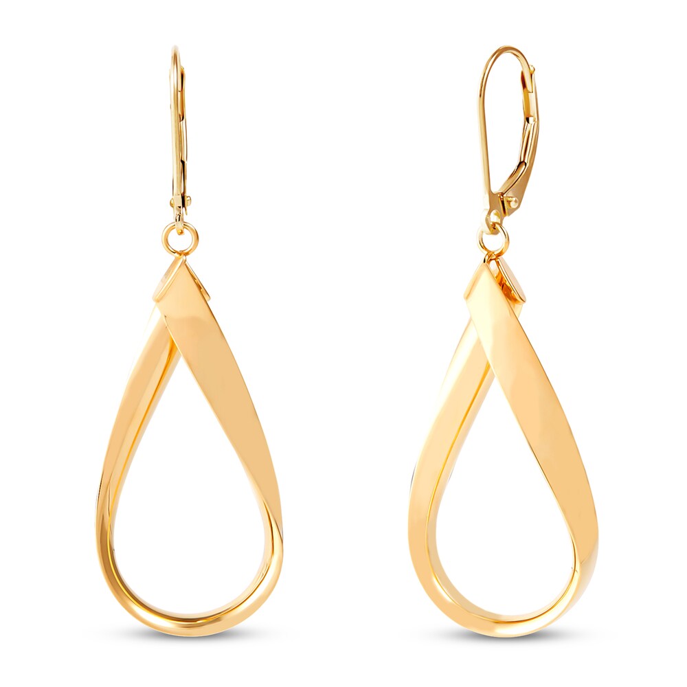 Italia D\'Oro Oval Drop Leverback Earrings 14K Yellow Gold 8SxK1TKZ [8SxK1TKZ]