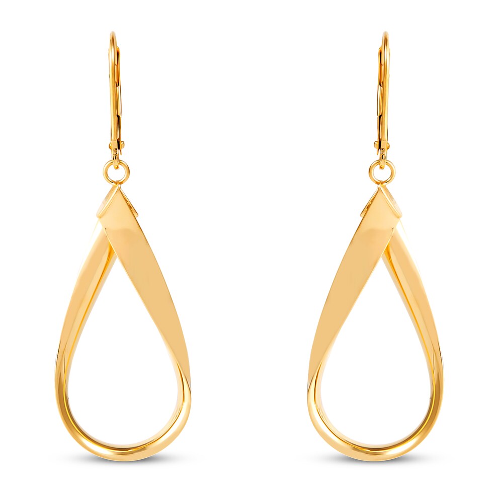 Italia D\'Oro Oval Drop Leverback Earrings 14K Yellow Gold 8SxK1TKZ