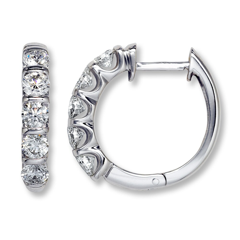 Diamond Hoop Earrings 2 ct tw Round-cut 14K White Gold 8ZaTIEky
