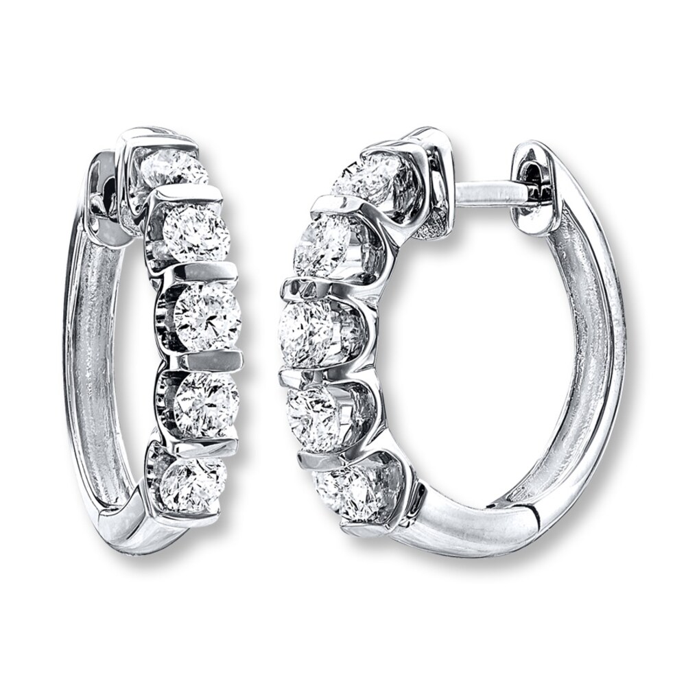 Diamond Hoop Earrings 2 ct tw Round-cut 14K White Gold 8ZaTIEky