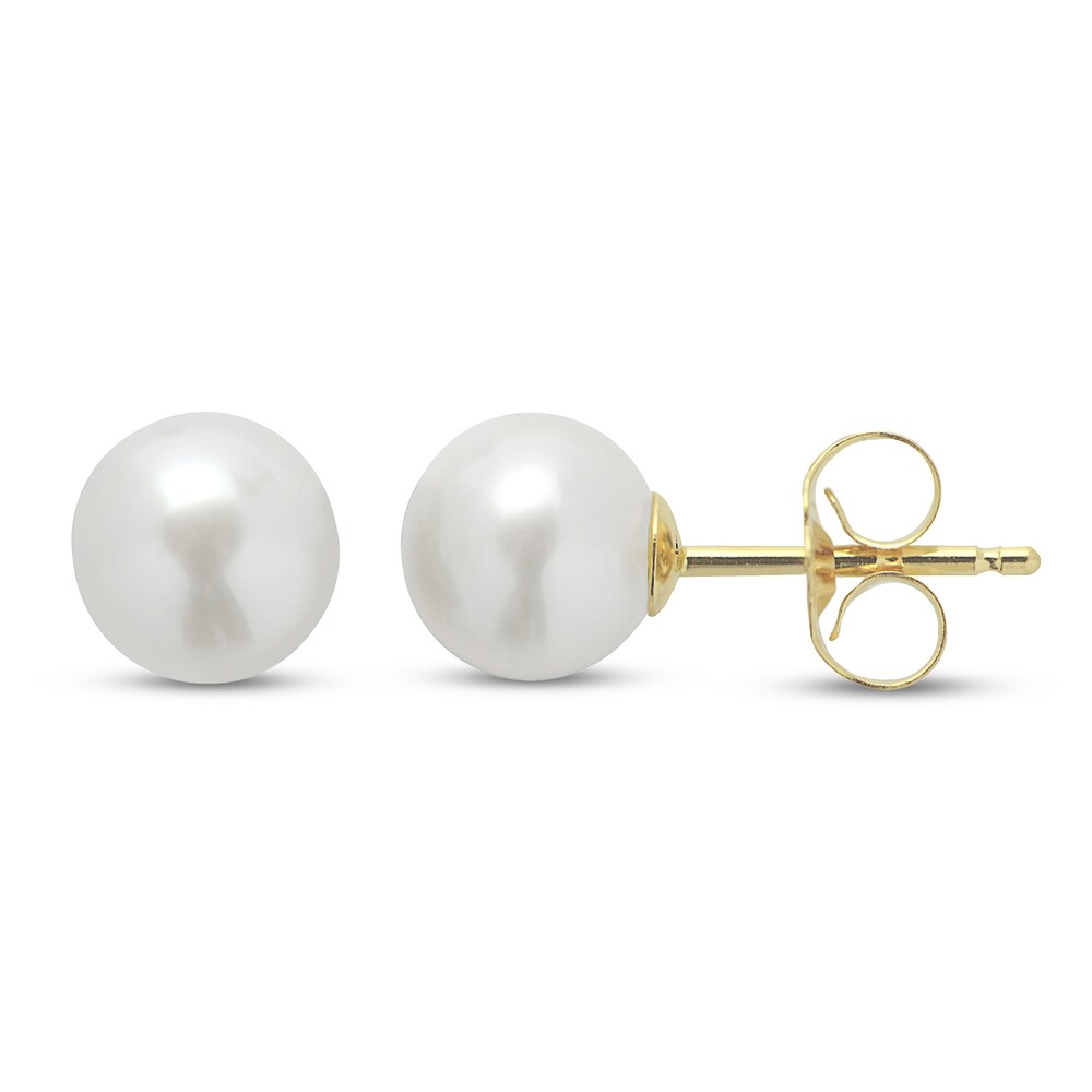Cultured Pearl Stud Earrings 14K Yellow Gold 8Zl4vEf4