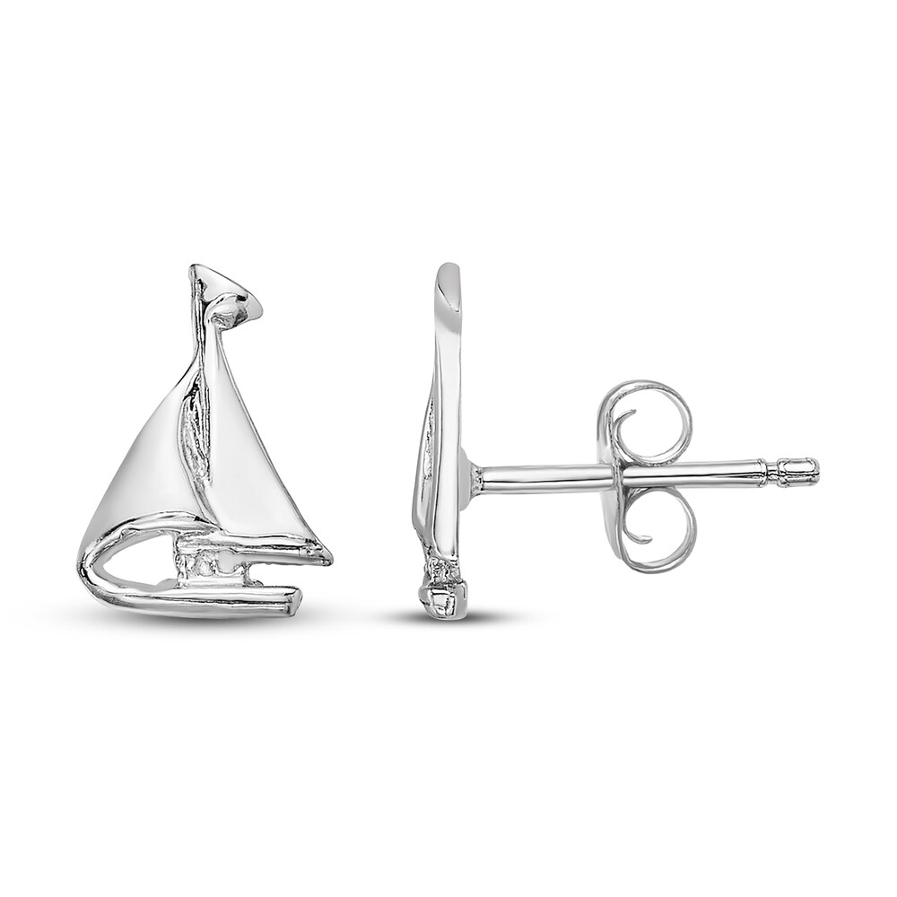Sailboat Stud Earrings 14K White Gold 8b3xbHIi