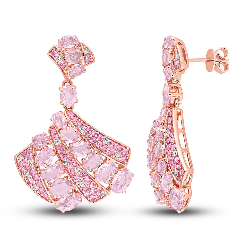 Natural Pink Sapphire Earrings 3/8 ct tw Diamonds 14K Rose Gold 8bJvFo2z
