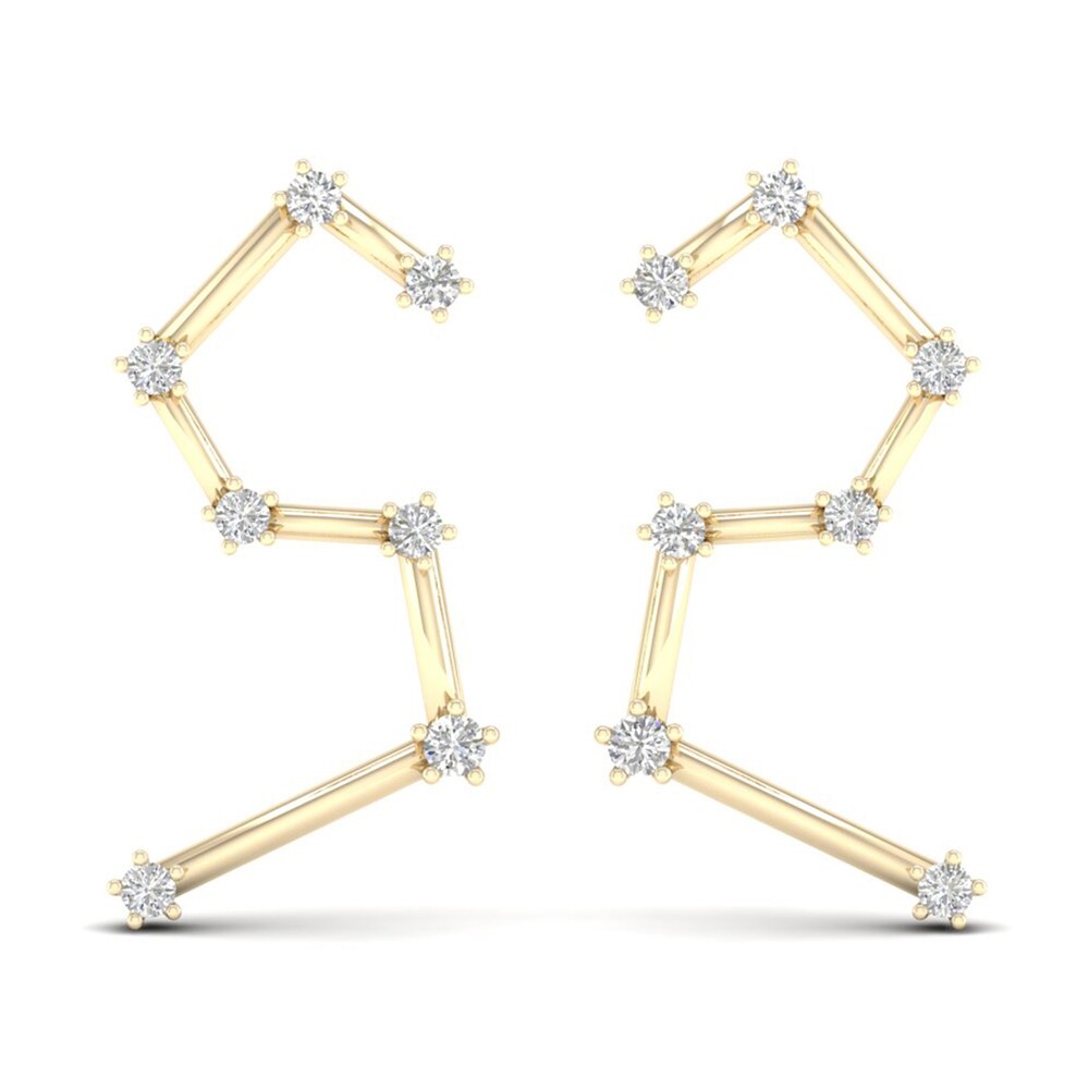 Diamond Leo Constellation Earrings 1/8 ct tw Round 14K Yellow Gold 8bqRHWCS