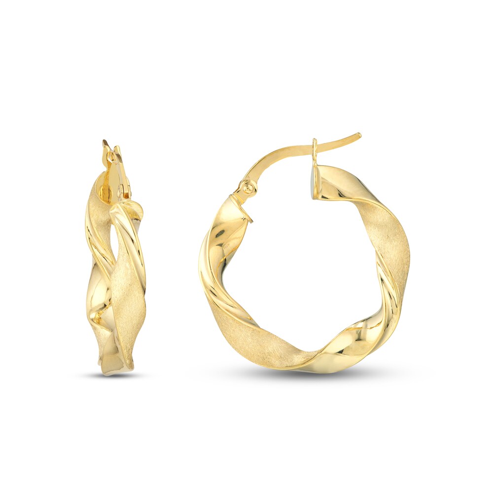 Twisted Hoop Earrings 14K Yellow Gold 8heLVlIh