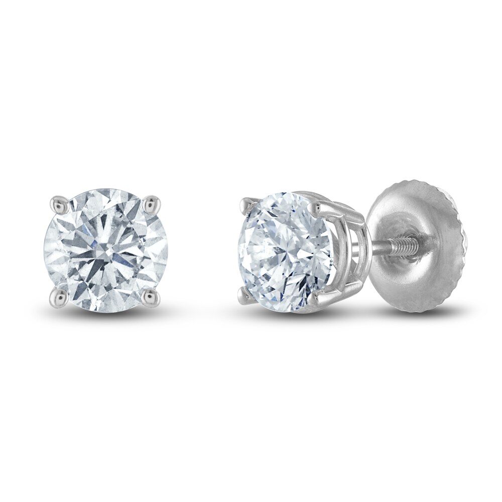 Diamond Solitaire Stud Earrings 1-1/5 ct tw Round 14K White Gold (I1/I) 8iB9o4eq