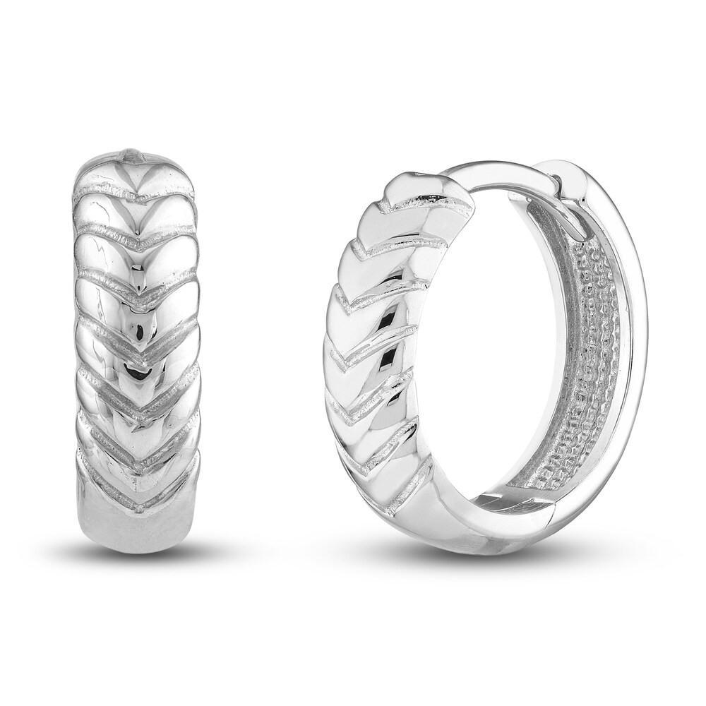 Chevron Huggie Earrings 14K White Gold 8ohUbvcj