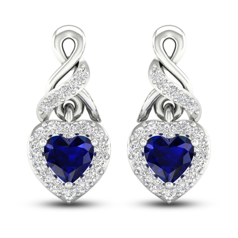 Lab-Created Blue Sapphire & Lab-Created White Sapphire Drop Earrings Sterling Silver 8r9Nx5lc