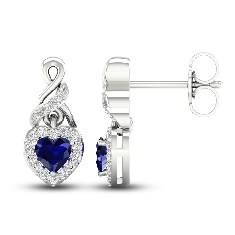 Lab-Created Blue Sapphire & Lab-Created White Sapphire Drop Earrings Sterling Silver 8r9Nx5lc