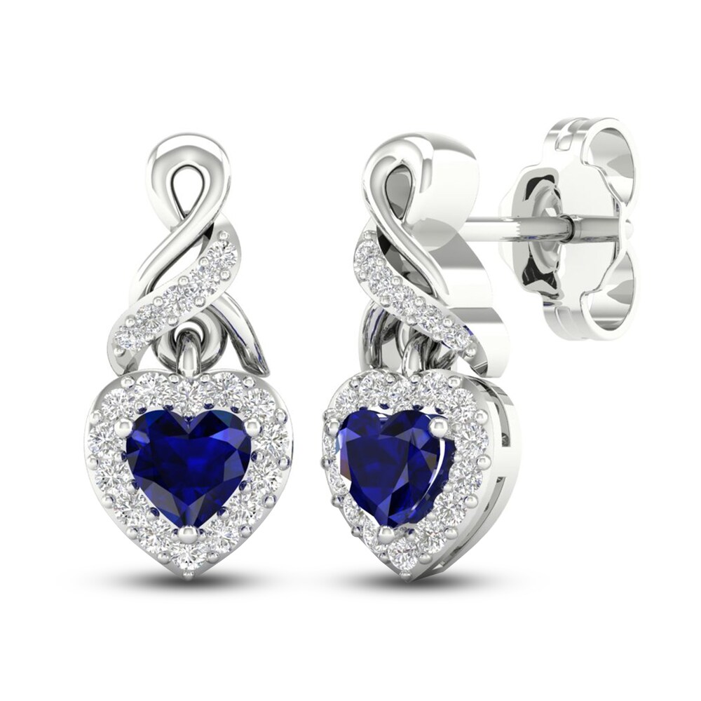 Lab-Created Blue Sapphire & Lab-Created White Sapphire Drop Earrings Sterling Silver 8r9Nx5lc