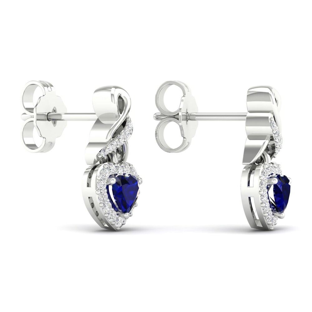 Lab-Created Blue Sapphire & Lab-Created White Sapphire Drop Earrings Sterling Silver 8r9Nx5lc