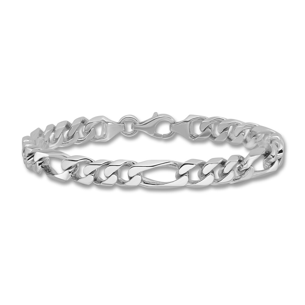 Men's Figaro Chain Bracelet 14K White Gold 8.0mm 8" 8rWXUJ9s