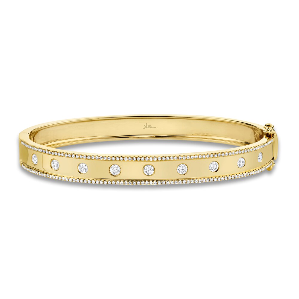 Shy Creation Diamond Bangle Bracelet 7/8 ct tw Round 14K Yellow Gold SC55004145ZS 8s2fqGvd