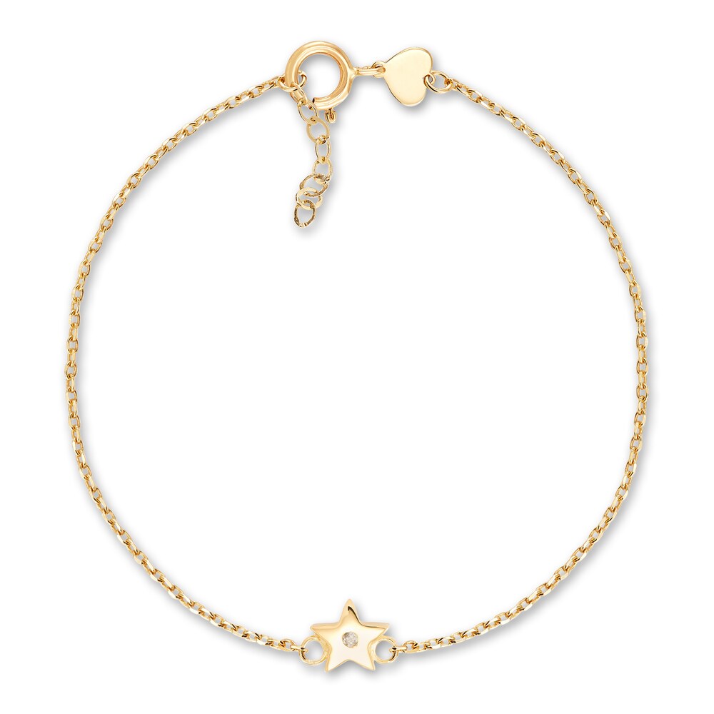 Children's Star Station Bracelet Diamond Accents 14K Yellow Gold 6" Adj. 8w30dhhr
