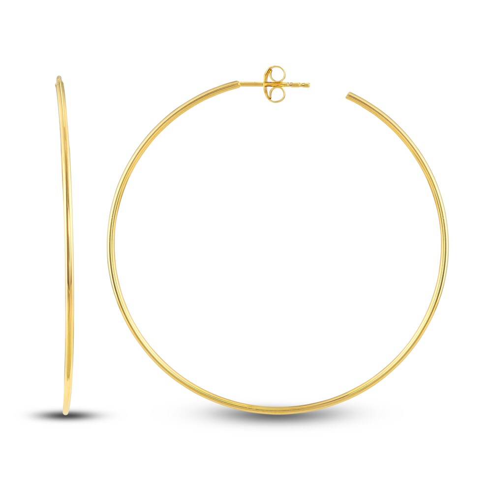 Round Wire Hoop Earrings 14K Yellow Gold 50mm 915BiKax