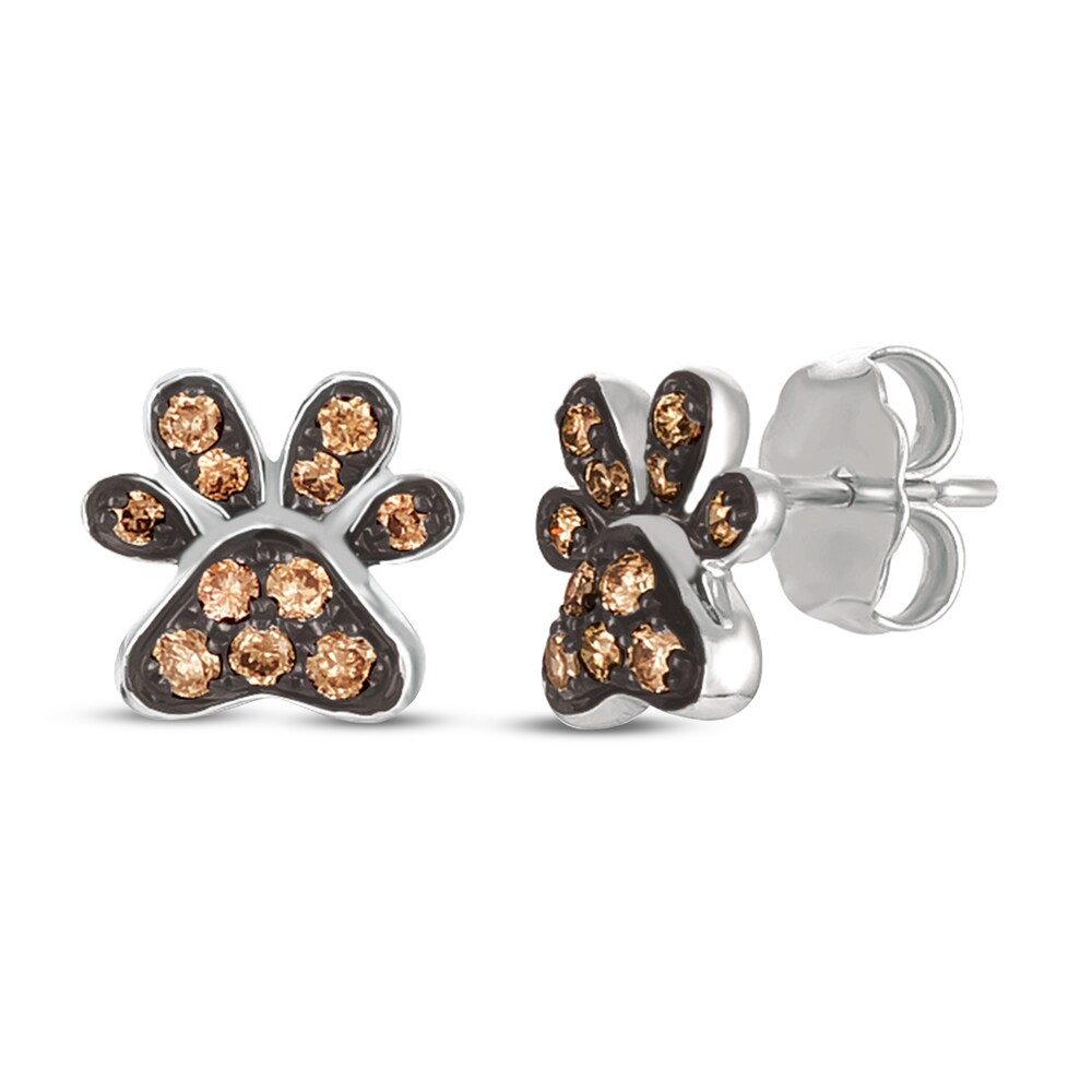 Le Vian Chocolate Diamond Earrings 1/6 ct tw Round 14K Vanilla Gold 96wbouec