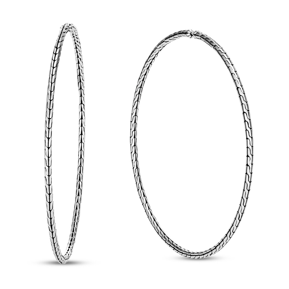 John Hardy Classic Chain Silver Extra-Large Hoop Earrings Sterling Silver 98ThXSr5