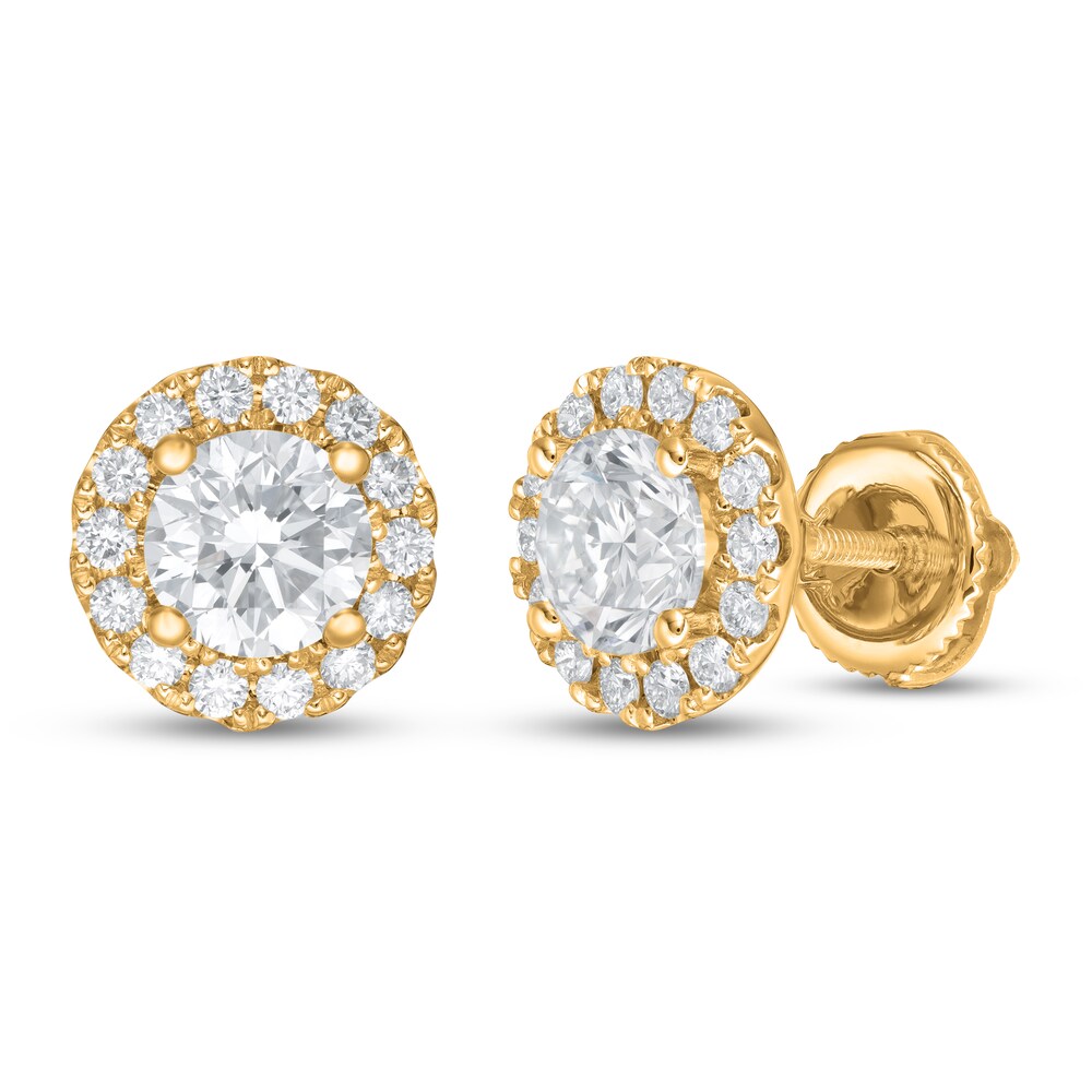 Lab-Created Diamond Stud Earrings 1-1/2 ct tw Round 14K Yellow Gold 9ADlY4r1