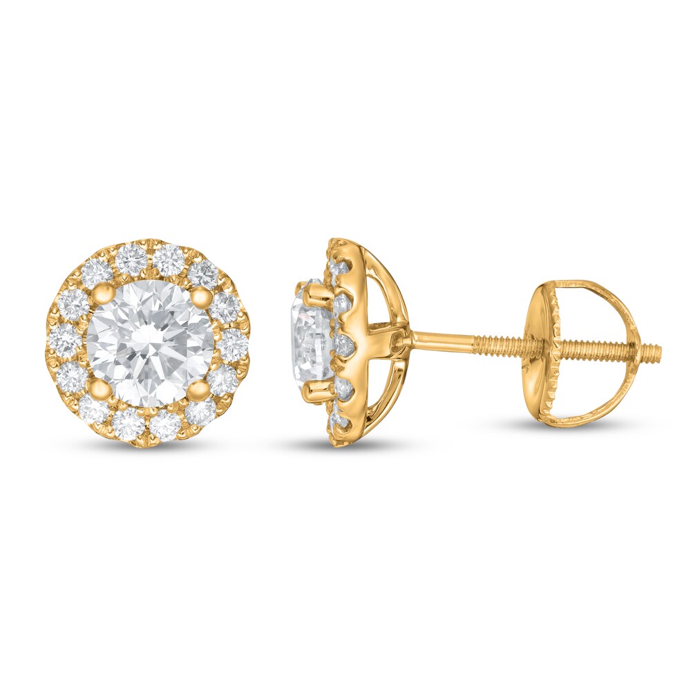 Lab-Created Diamond Stud Earrings 1-1/2 ct tw Round 14K Yellow Gold 9ADlY4r1