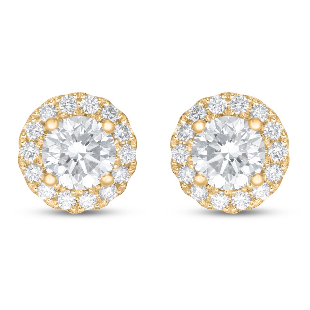 Lab-Created Diamond Stud Earrings 1-1/2 ct tw Round 14K Yellow Gold 9ADlY4r1