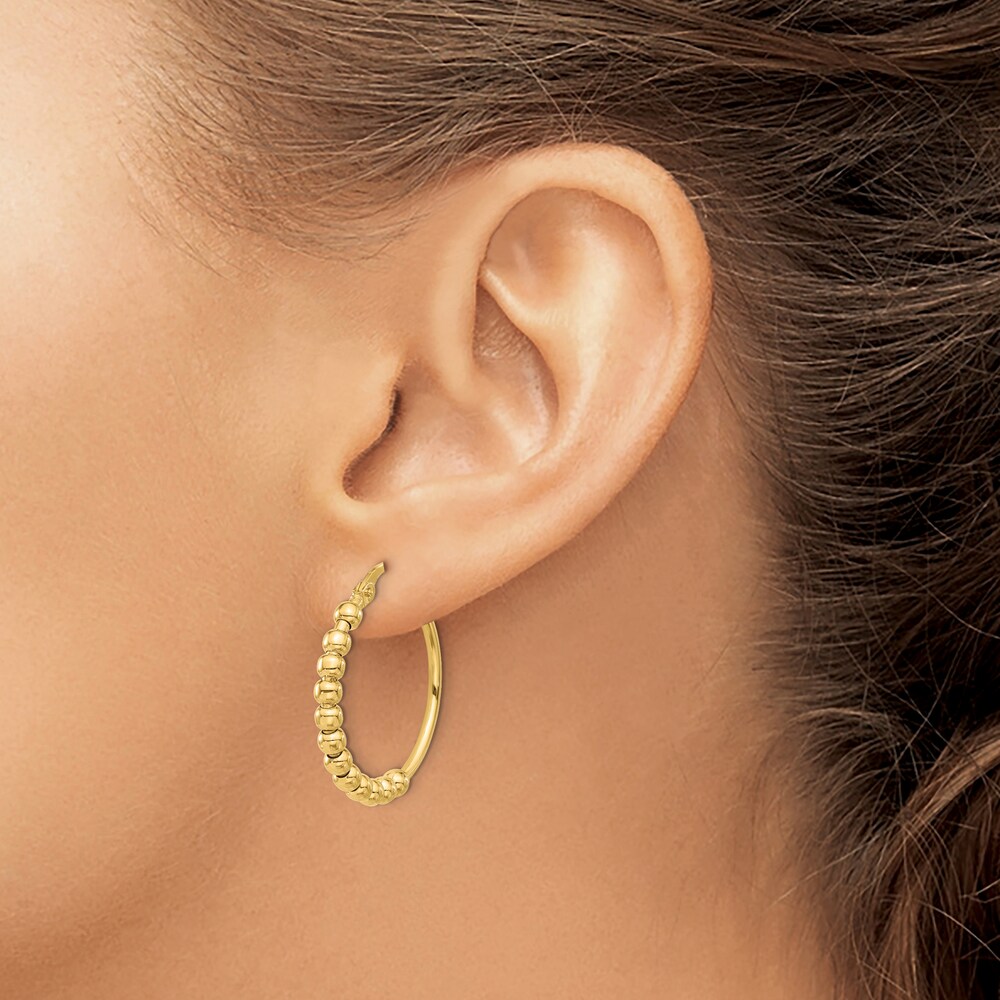 High-Polish Beaded Hoop Earrings 14K Yellow Gold 9GIeeltj