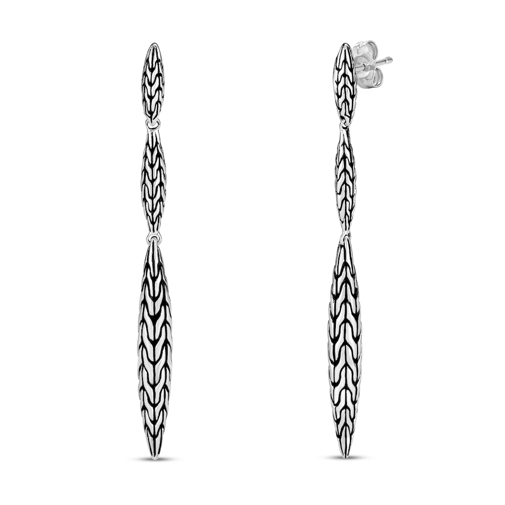 John Hardy Classic Chain Spear Drop Earrings Sterling Silver 9HxhKA8W