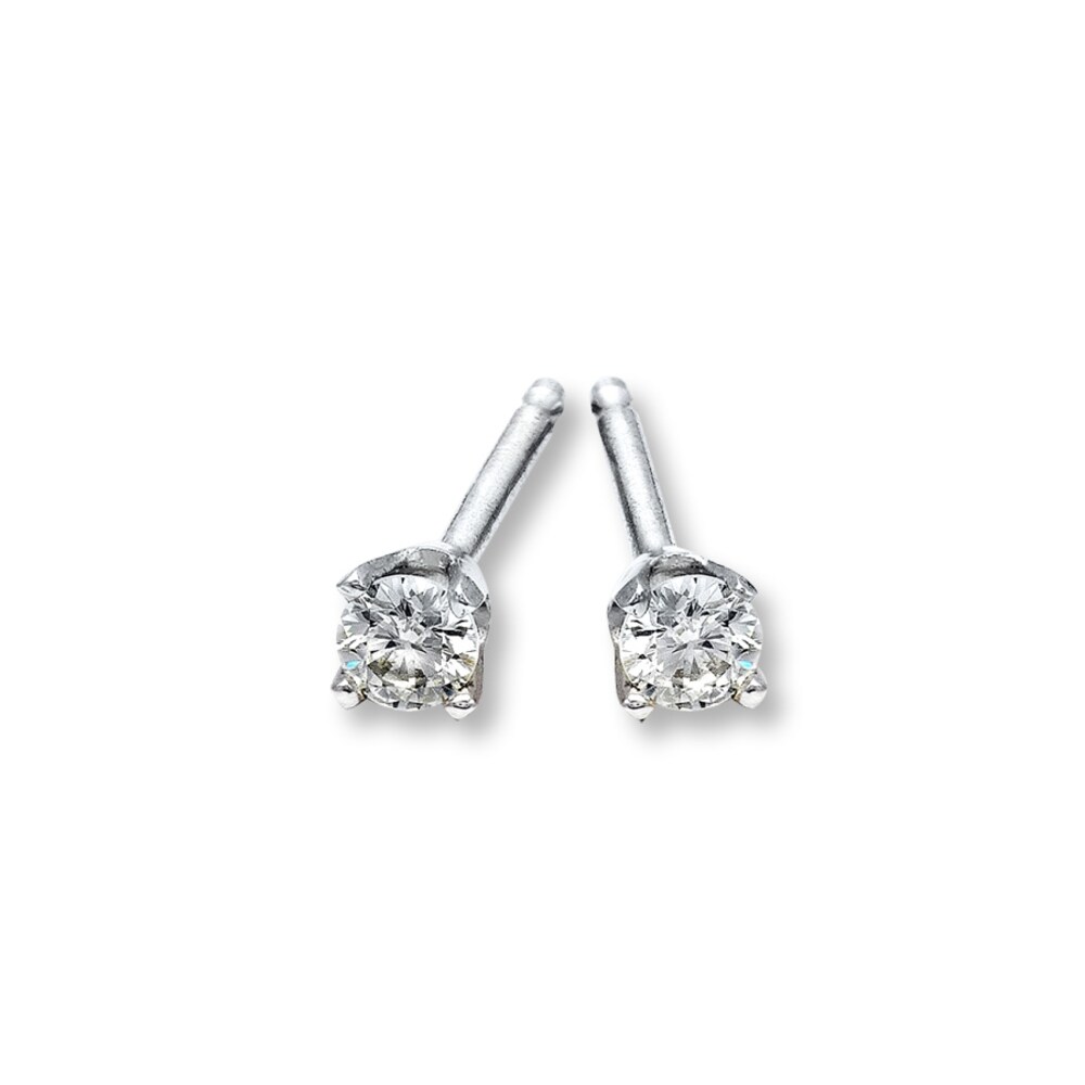 Diamond Solitaire Earrings 1/10 ct tw Round-Cut 14K White Gold (I2/I) 9LKWh5bX