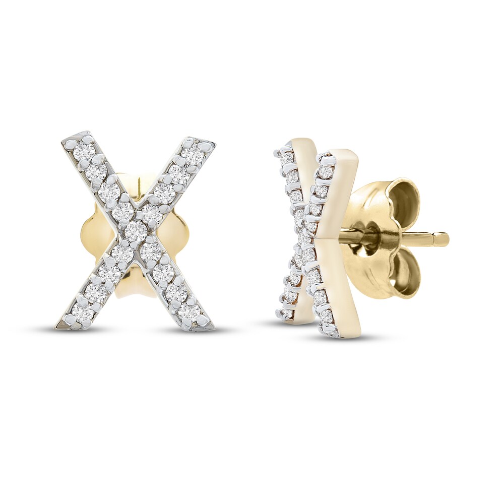Diamond Letter X Earrings 1/10 ct tw Round 10K Yellow Gold 9PdmHWal