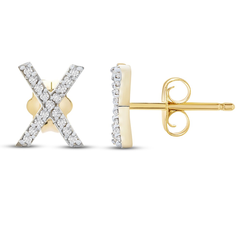 Diamond Letter X Earrings 1/10 ct tw Round 10K Yellow Gold 9PdmHWal