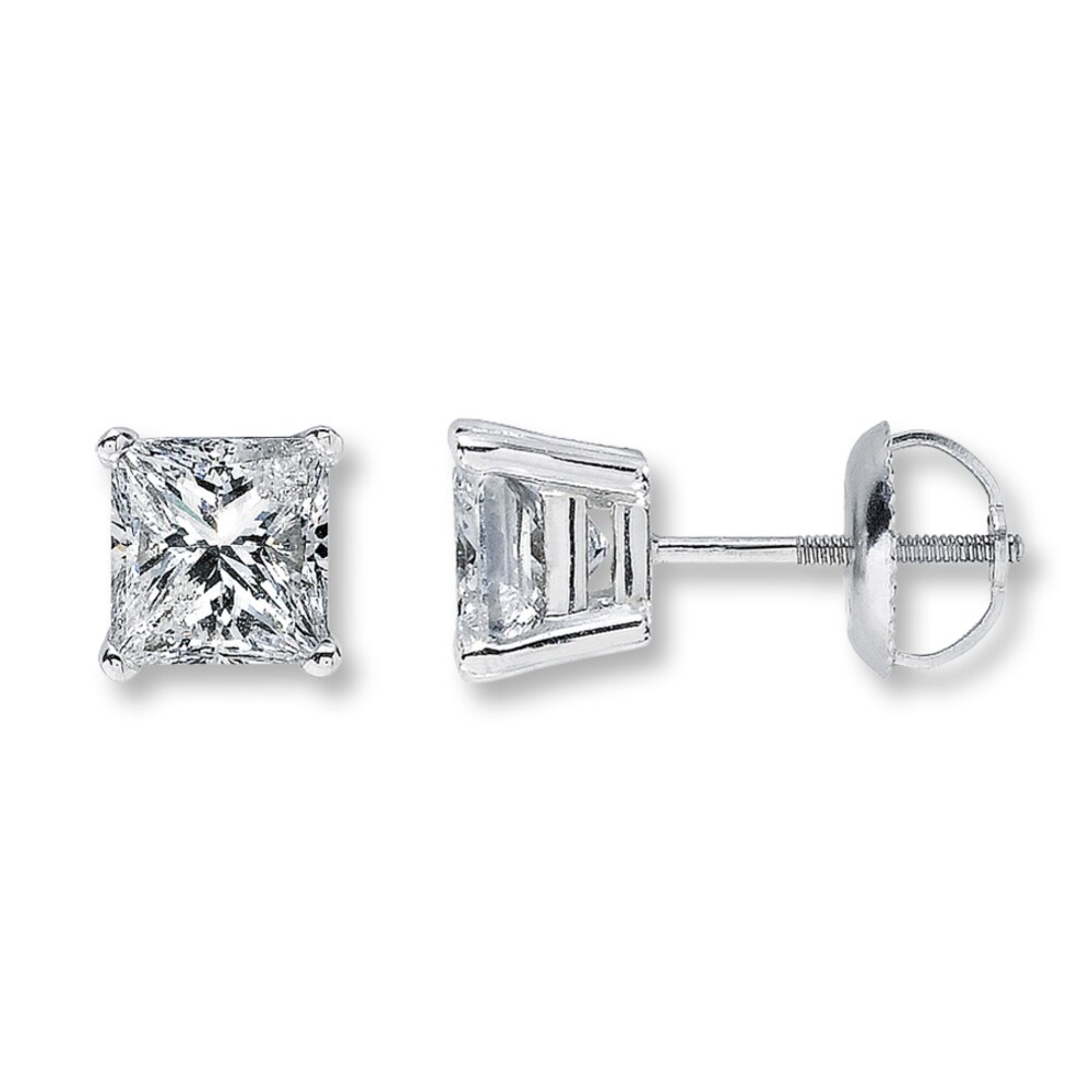 Diamond Earrings 2 ct tw Princess-cut 14K White Gold (I2/I) 9RCbOn4t