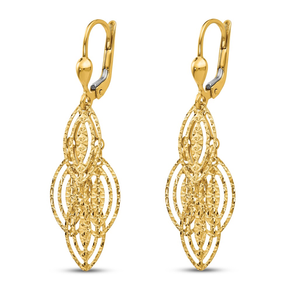 Textured and Dangle Earrings 14K Yellow Gold 9TKBY3e2