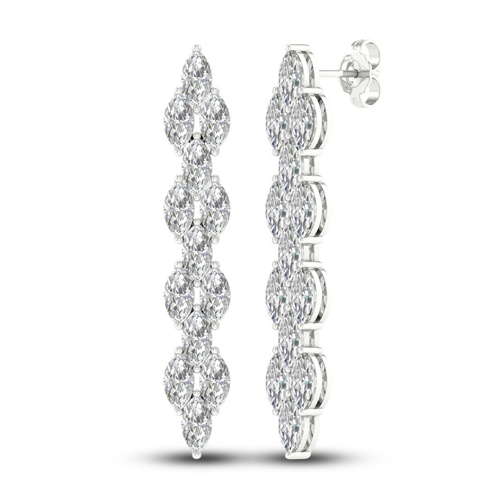 Lab-Created Diamond Dangle Earrings 5-1/5 ct tw Marquise 14K White Gold 9UKtjmjs