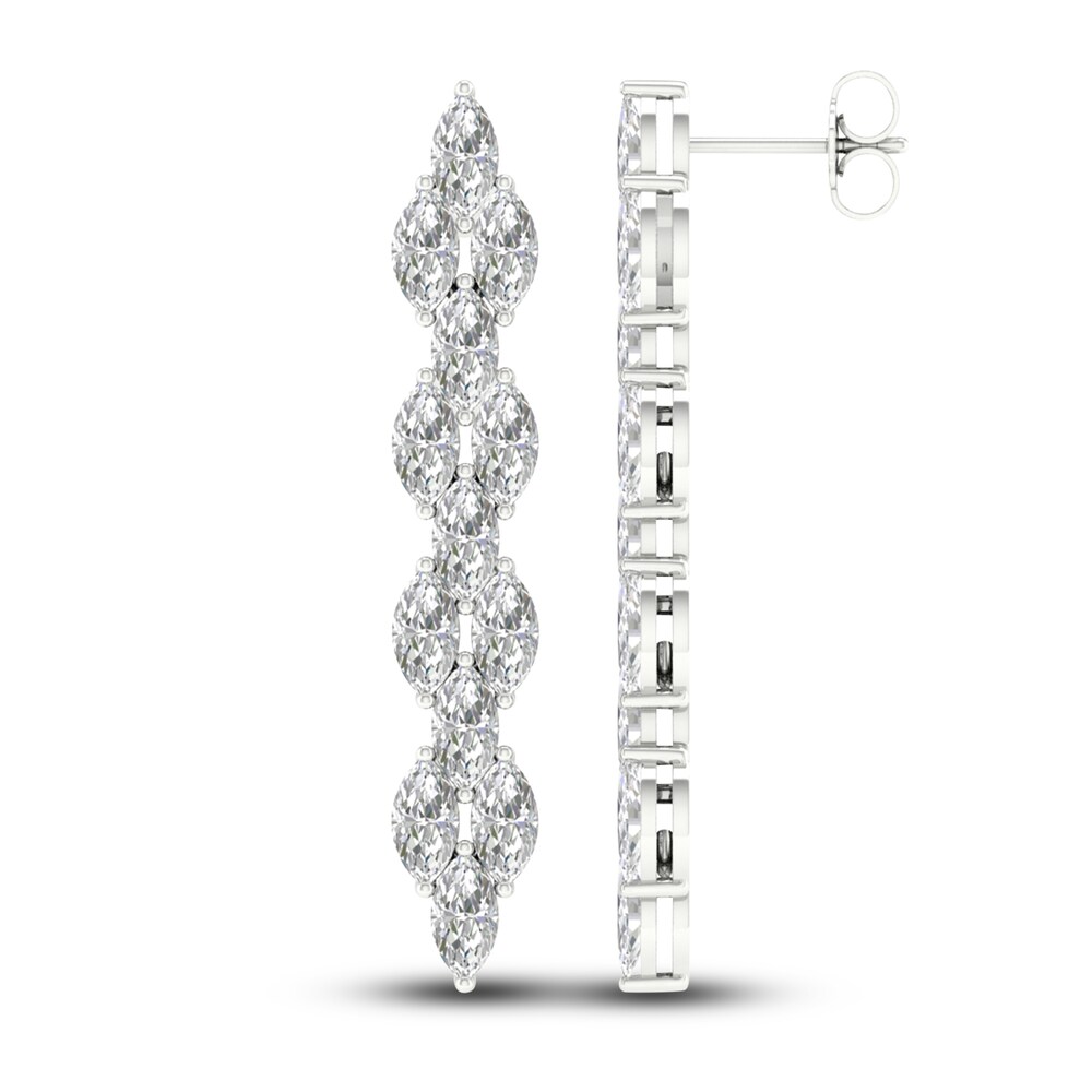Lab-Created Diamond Dangle Earrings 5-1/5 ct tw Marquise 14K White Gold 9UKtjmjs