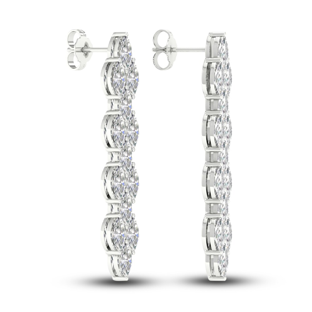 Lab-Created Diamond Dangle Earrings 5-1/5 ct tw Marquise 14K White Gold 9UKtjmjs