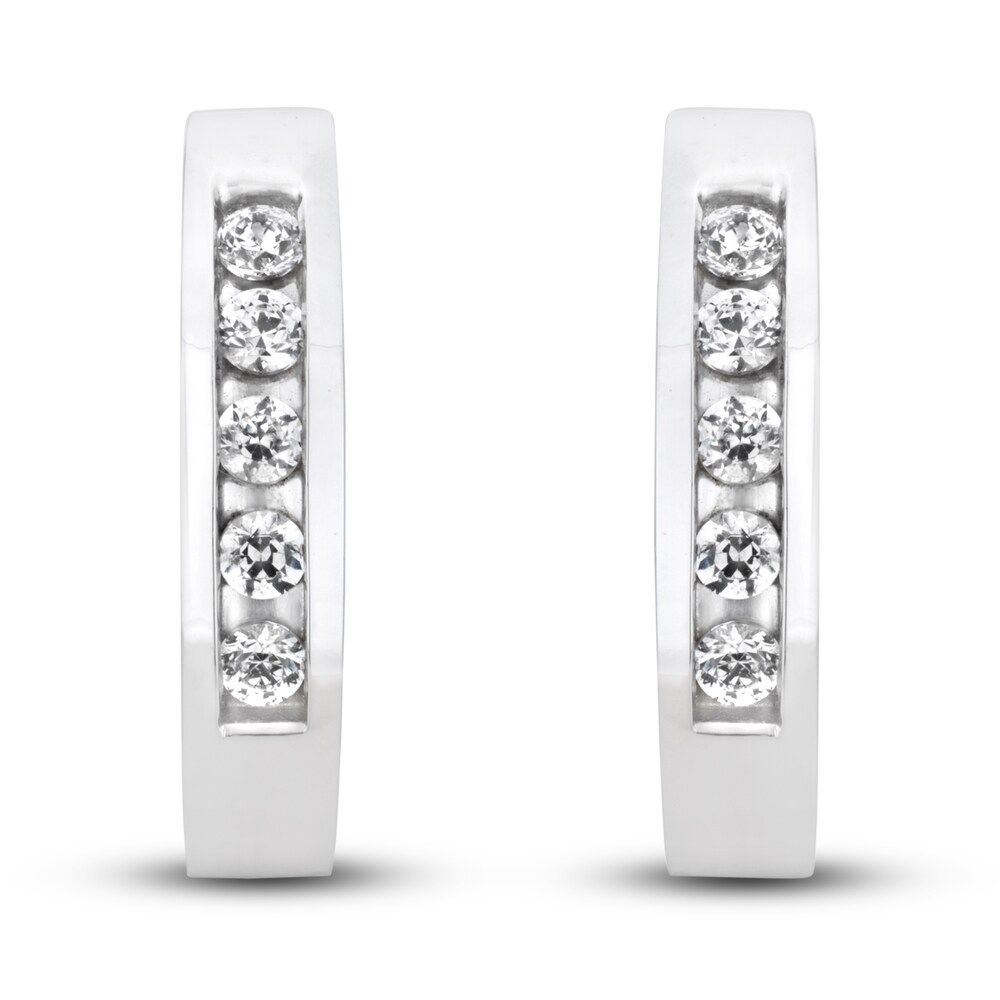 Diamond Hoop Earrings 1/4 ct tw Round 14K White Gold 9UxpQZOi