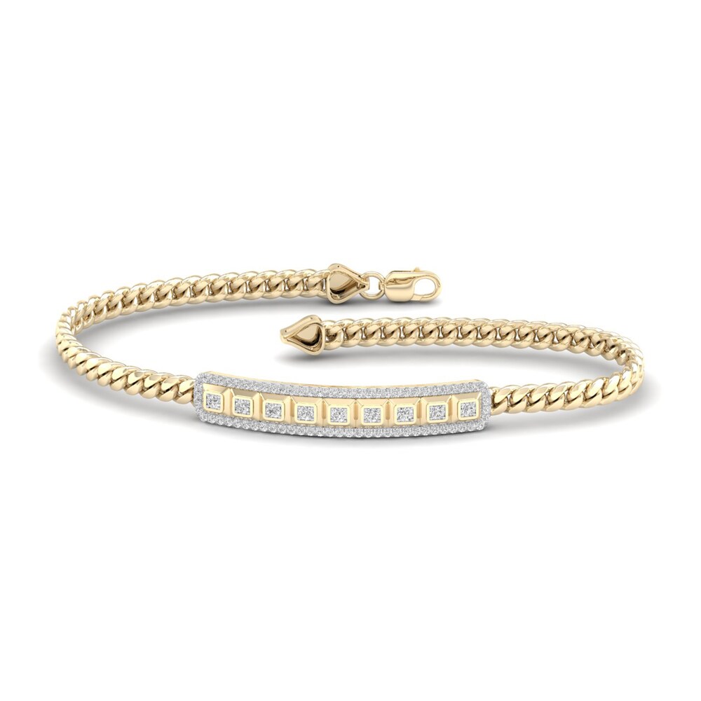 Men's Lab-Created Diamond Bracelet 2 ct tw Round 14K Yellow Gold 8.5" 9VlLqHxZ