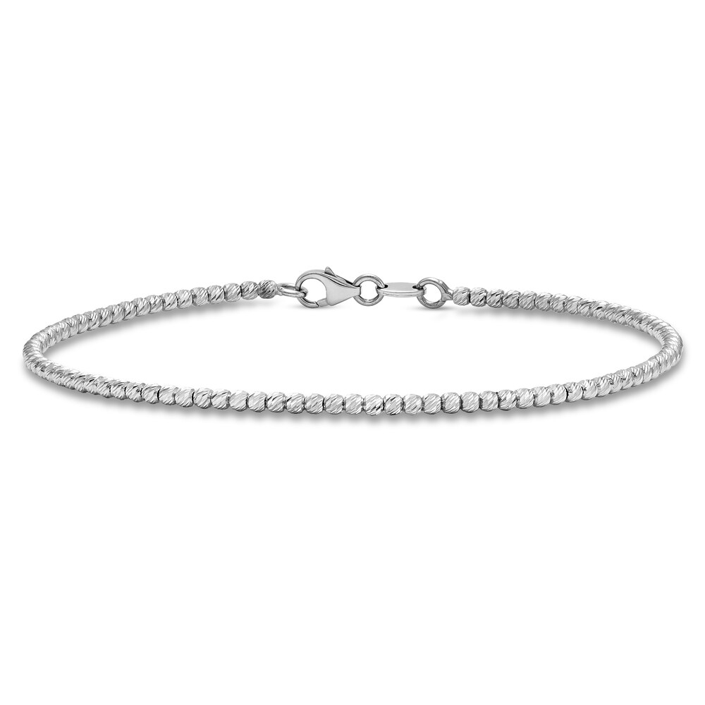 Diamond Cut Beaded Bracelet 14K White Gold 9arv4XFA