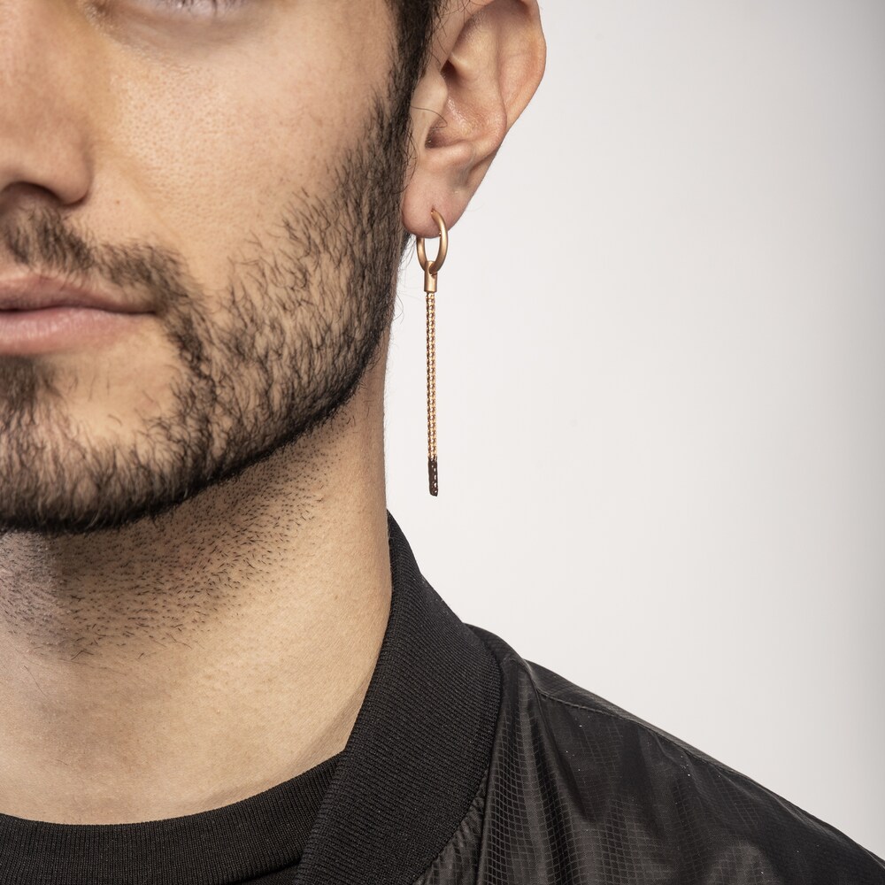 Marco Dal Maso Men\'s Long Earring Brown Enamel Sterling Silver/18K Rose Gold-Plated 9bT1xTtM