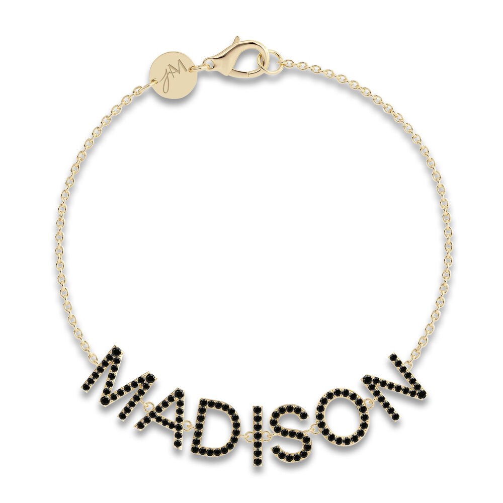 Juliette Maison Black Diamond Station Name Bracelet 2 ct tw Round 10K Yellow Gold 9gb5odAu [9gb5odAu]