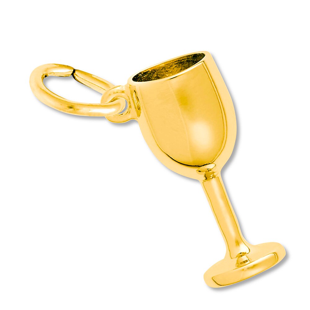Wine Glass Charm 14K Yellow Gold 9hvocGxh