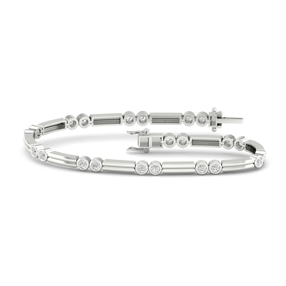 Men's Lab-Created Diamond Bracelet 2 ct tw Round 14K White Gold 8.5" 9l8t3iL2