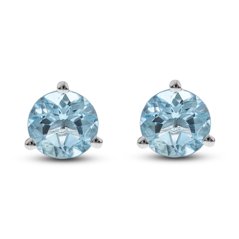 Natural Aquamarine Martini Stud Earrings 14K White Gold 9lHSeuA3