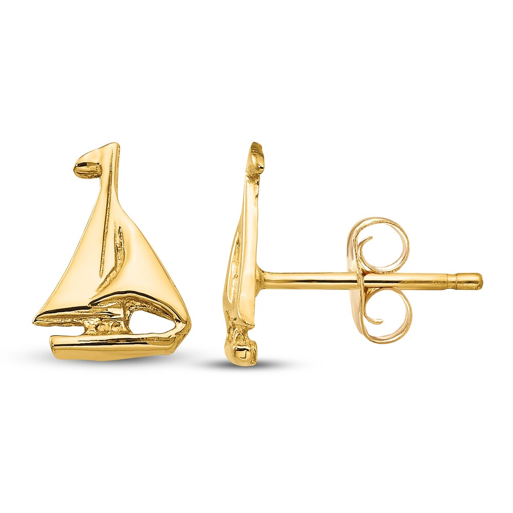 Sailboat Stud Earrings 14K Yellow Gold 9lNYKZ6m
