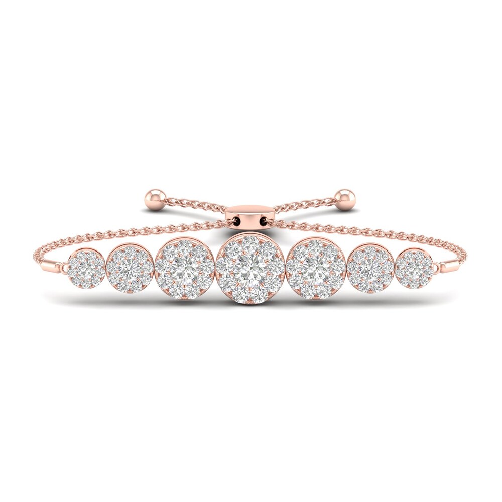 Diamond Bolo Bracelet 1 ct tw Round 10K Rose Gold 9ojOBSJN