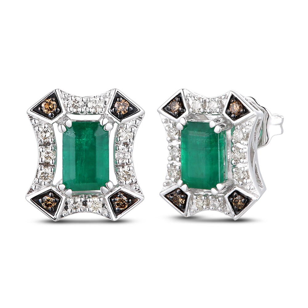 Le Vian Natural Emerald Stud Earrings 1/4 ct tw Diamonds 14K Vanilla Gold 9yJVYcUR