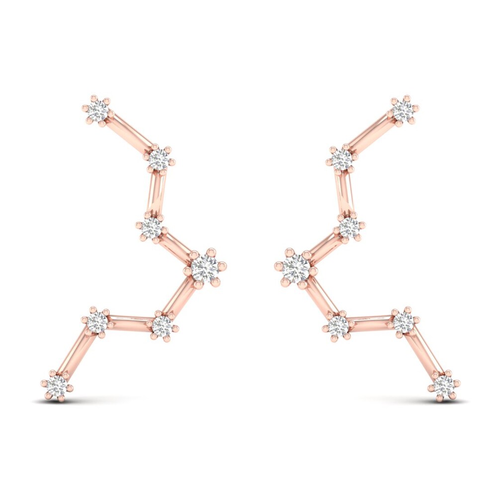 Diamond Pisces Constellation Earrings 1/8 ct tw Round 14K Rose Gold A0CCIhSh