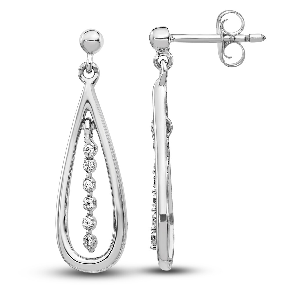 Diamond Teardrop Dangle Earrings 1/20 ct tw Round 14K White Gold A6bbkmwY