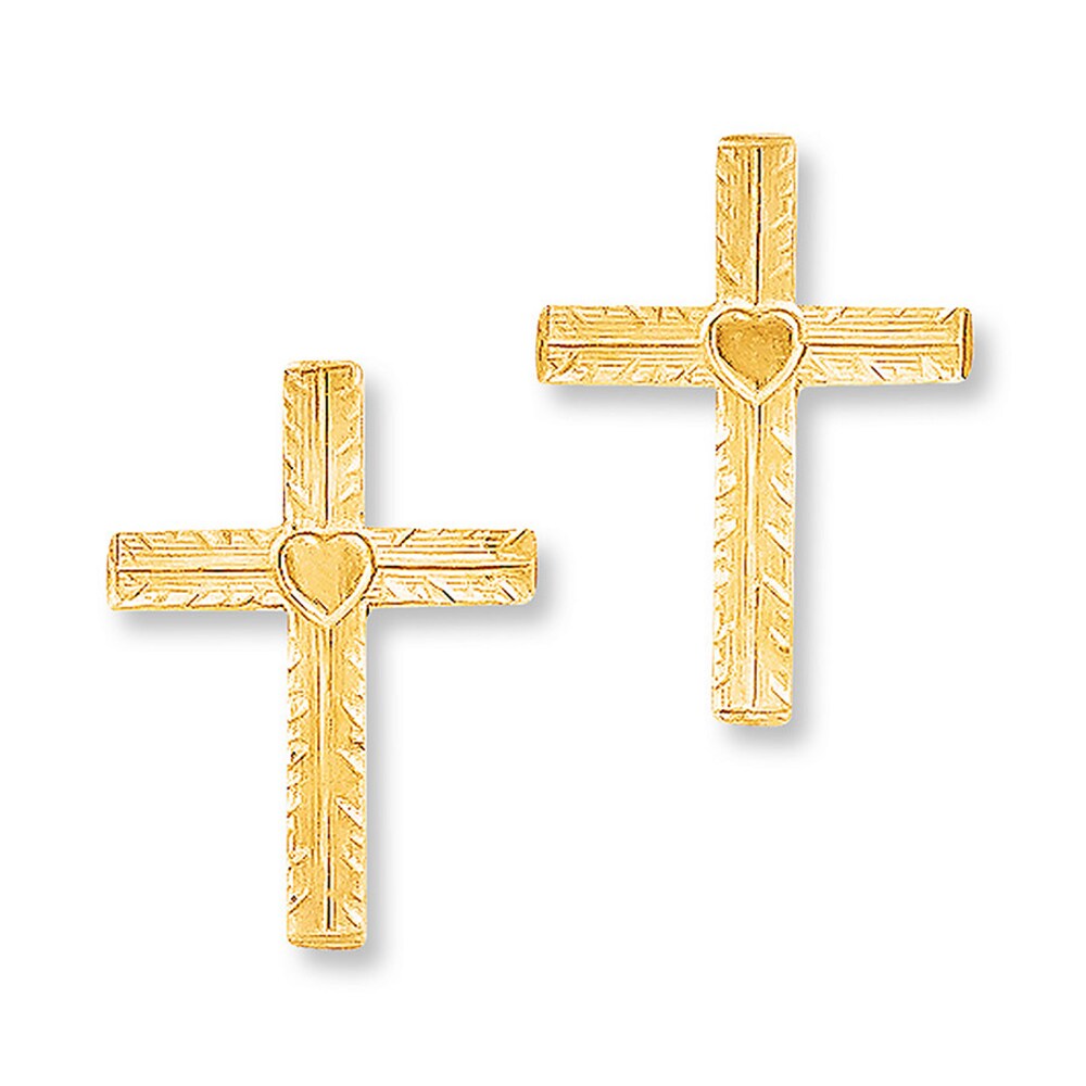 Cross Earrings 14K Yellow Gold AA6U0sXn