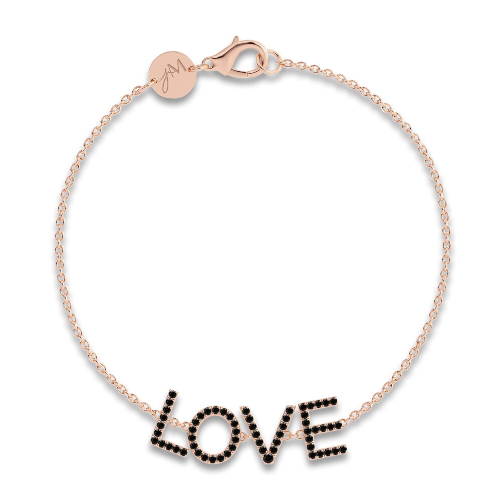 Juliette Maison Black Diamond Station Name Bracelet 1-1/8 ct tw Round 10K Rose Gold AGLejckU