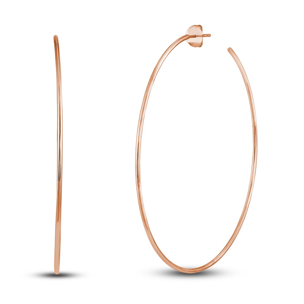 Round Wire Hoop Earrings 14K Rose Gold 60mm AHTdMMxo